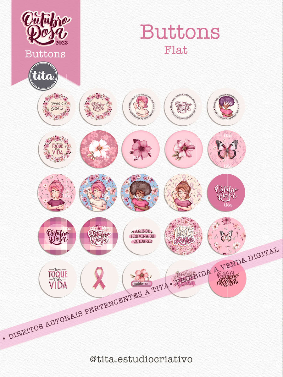 Outubro Rosa - Buttons – Tita Estúdio Criativo
