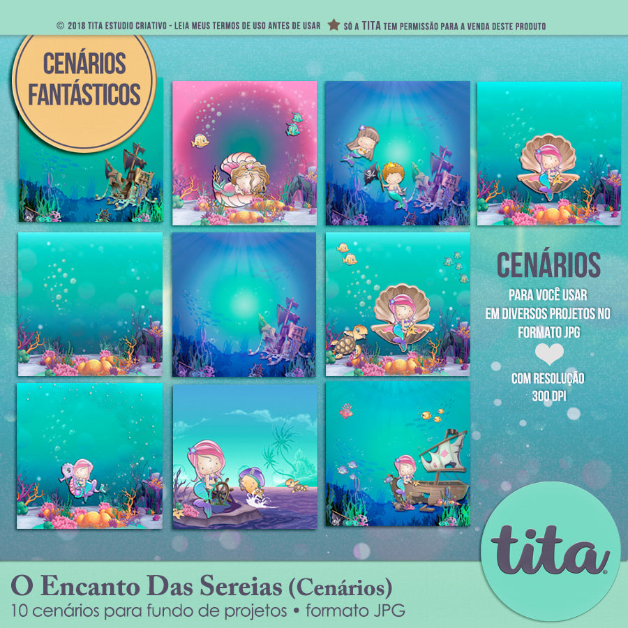 O Encanto Das Sereias - Papéis Cenários – Tita Estúdio Criativo